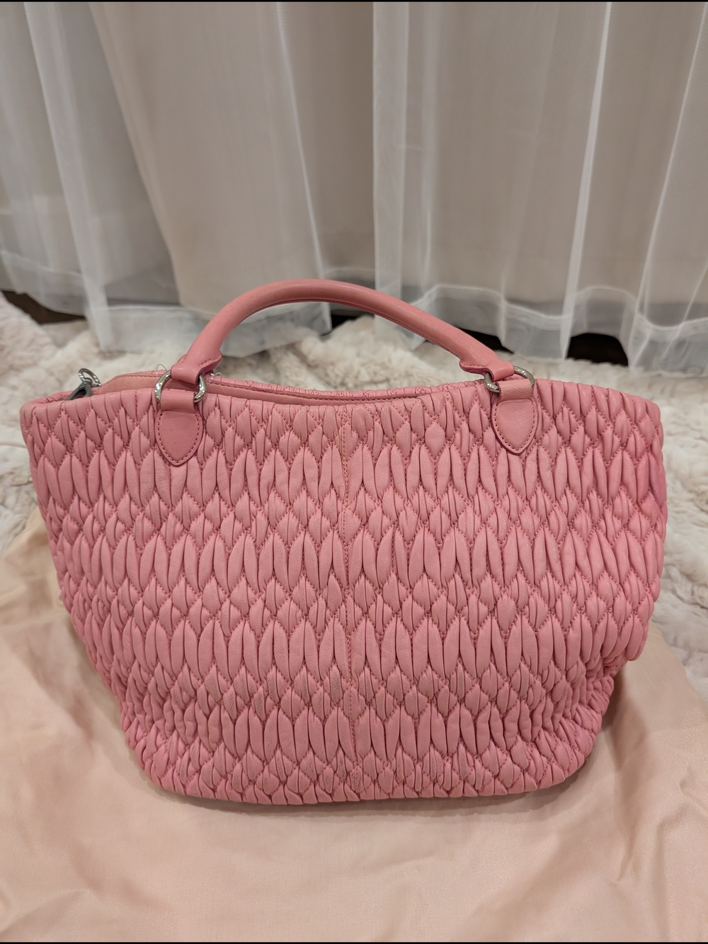 Miu Miu Pink Matelassé Leather Top-Handle Bag - Picture 6 of 10
